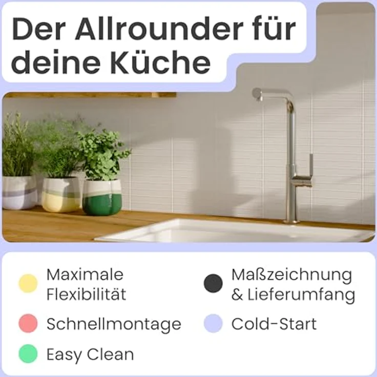 instmaier Cassia Spültischarmatur, Auslauf ausziehbar, 360° schwenkbar, Edelstahl – Bild 2