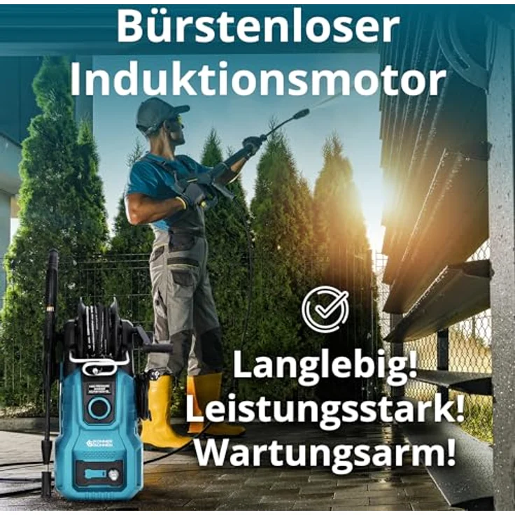 Könner & Söhnen Hochdruckreiniger KS PW160V-BL, 160 bar max, 390 l/h, bürstenloser Induktionsmotor, Metalllanze, 8 m Hochdruckschlauch – Bild 3