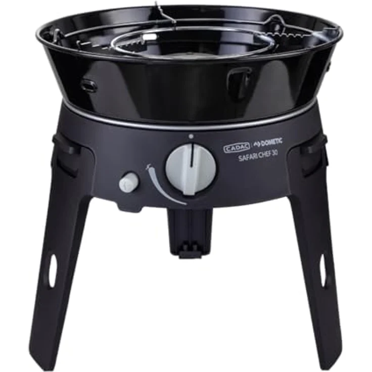 Cadac Safari Chef 30 LP Deluxe Gasgrill Campinggrill ø 30 cm, leichtgewichtig und kompakt, inkl. 4 Grilloberflächen, Tragetasche, schwarz – Bild 5