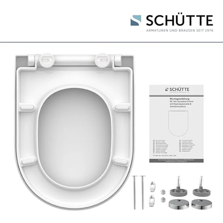 Schütte WC-Sitz Duroplast D-Form, mit Absenkautomatik und Schnellverschluss, weiß – Bild 7