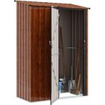 vidaXL Metall Gartenhütte, wetterfester Garten- und Terrassen-Speicher in Braun, 140,5 x 74 x 200 cm, ideal für Werkzeuge und Outdoor-Zubehör