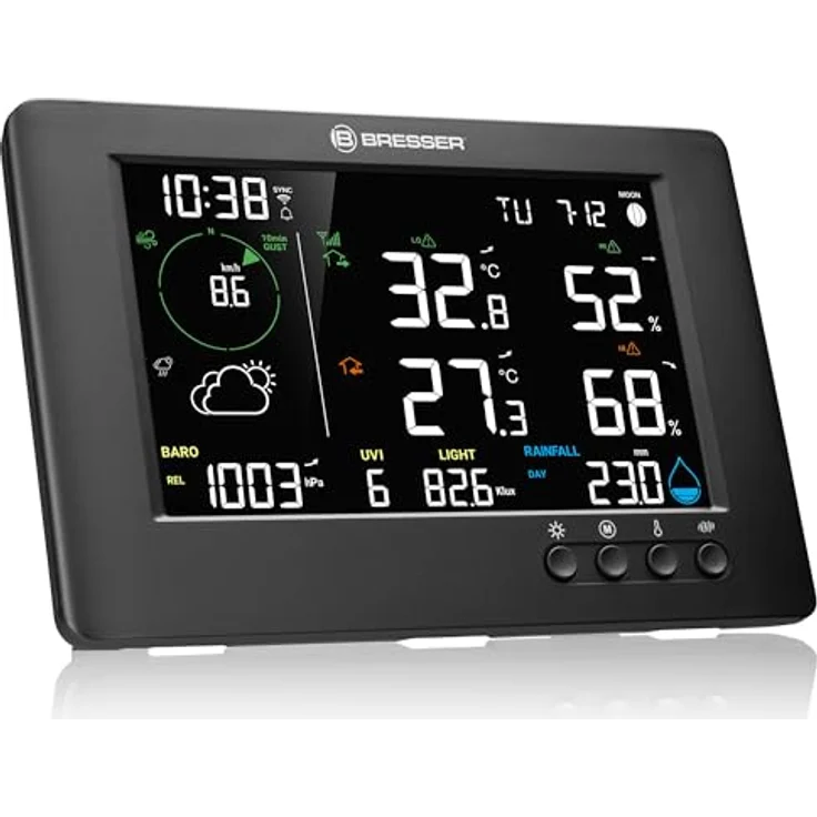 Bresser WLAN-Funk-Wetterstation TB 7-in-1, Wetterdatenanzeige mit Außensensor, schwarz – Bild 4