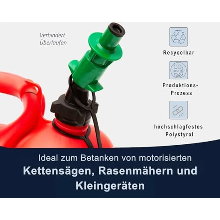 hünersdorff Kettenhaftöl Sicherheits-Einfüllsystem für PROFI ECO Doppelkanister, mit Füllstopp und integrierter Belüftung, E10 geeignet, Made in Germany – Bild 4