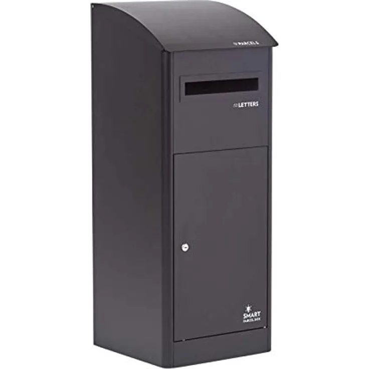 Smart Parcel Box XXL schwarz mit Schrägdach 43x41x110 cm, Paketbriefkasten zur Wand- oder Bodenmontage, Paketbox für Zuhause & Unternehmen, Briefkasten für Pakete & Briefe