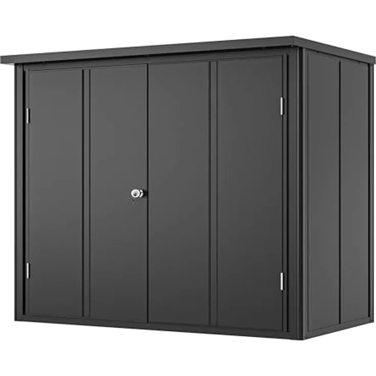 GFP Primeyard Geräteschrank Metall 156x84x131 cm Gartenschrank anthrazit inkl. Fußboden, wetterfest und langlebig