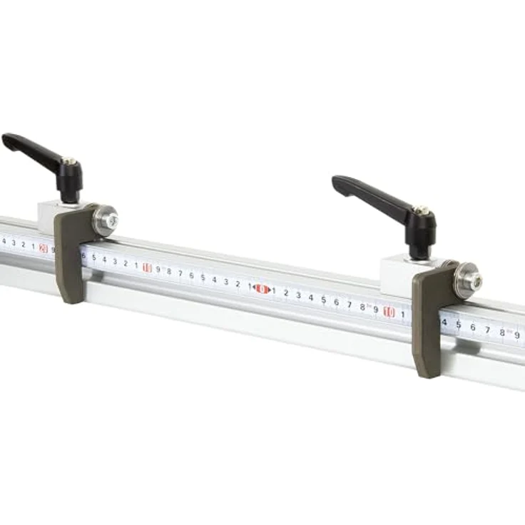 SCHMIDT systemprofile Längenanschlag D 2m, Aluminium-Profil mit Maßband Mitte 1m-1m, eloxierte Oberfläche, 2x Ablängklappe – Bild 1