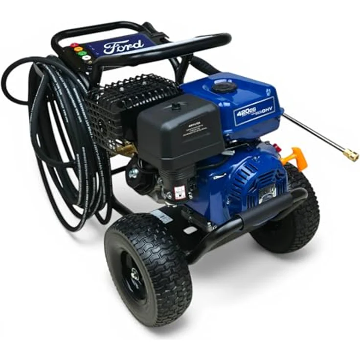DeTec Hochdruckreiniger Ford Benzin 13 PS, 303 bar, 420 cm³ Annovi Reverberi Pumpe + Dreckfräse, 15 m Schlauch – Bild 2