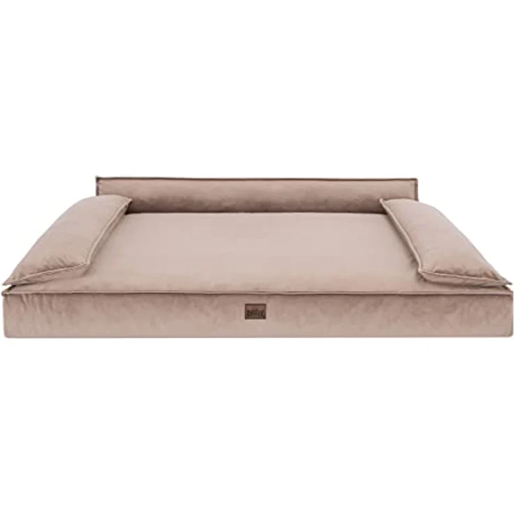 DOGGY Hundebett Haustierbett Hundeliegen Hundecouch Liegen Hundekissen Bett Sofa Hundekorb Tierbett Weich Hundesofa Matratze Schlafplãtze, Beige, 99 x 66 cm - Bequemes Hundebett mit abnehmbarem Bezug und erhöhten Kissen. – Bild 2