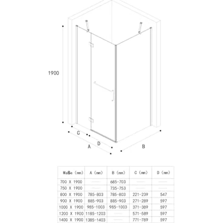 Mai & Mai Duschkabine R04k, Eckdusche 70x100cm mit 6mm ESG Sicherheitsglas und NANO-Beschichtung, Klarglas – Bild 7