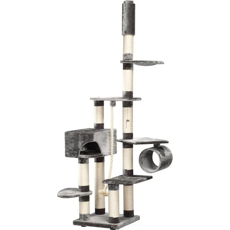 Europet-Bernina Kratzbaum Comfort Emperiorking grau, Luxus-Kratzmöbel für große Katzen, 240-265 cm