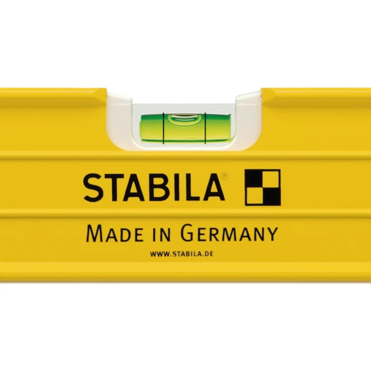 STABILA Wasserwaage Type 196-2, 122 cm, extrasteifes Alu-Profil, 1 Horizontal-Libelle, 2 Vertikal-Libellen, 2 Handgriffe, stoßdämpfende Endkappen, integrierte Rutsch-Stopper, Made in Germany – Bild 4