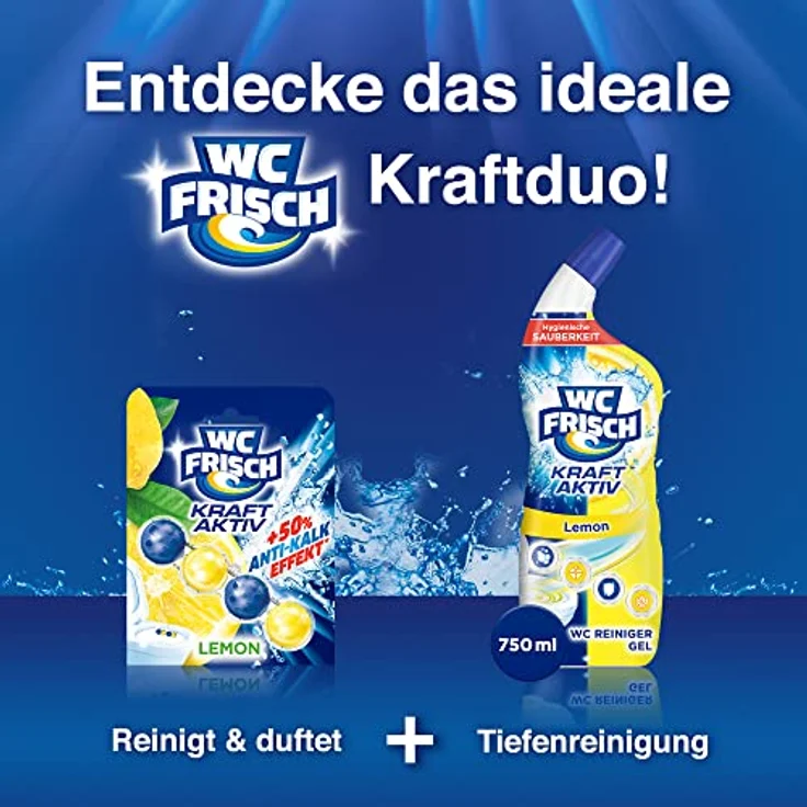 WC Frisch Kraft Aktiv WC-Reiniger Gel Lemon 750ml – Anti-Kalk-Formel, frischer Duft, recycelte Flasche, einfache WC-Rand-Anwendung – Bild 11