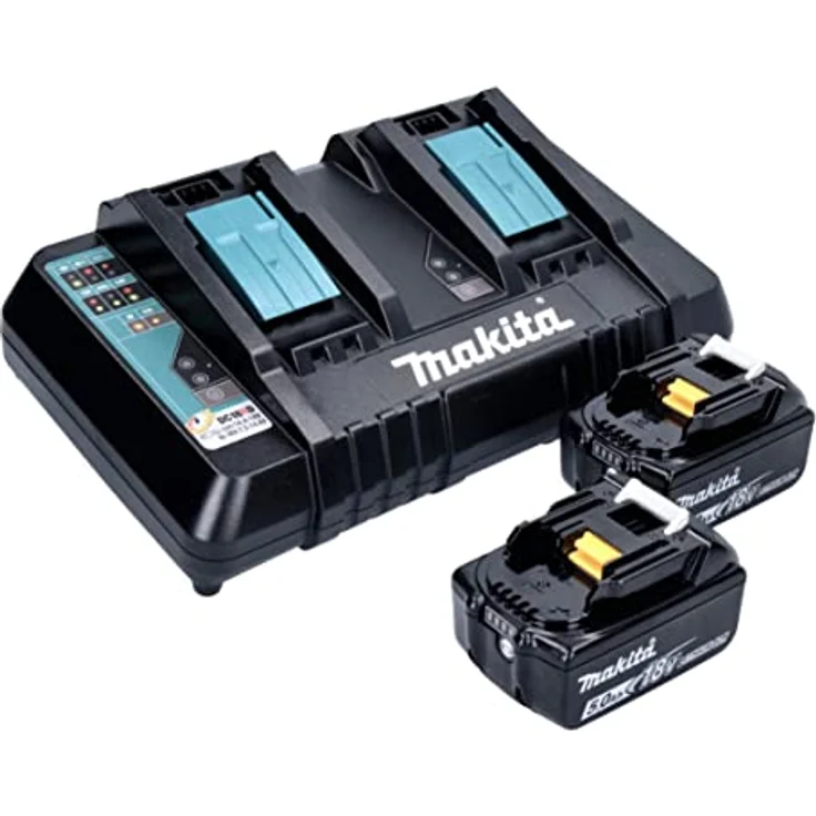 Makita Power Source Kit Li 18V mit 2x BL1850B Akku 5,0Ah + DC18RD Doppelladegerät ( 199482-2 ) – Bild 2