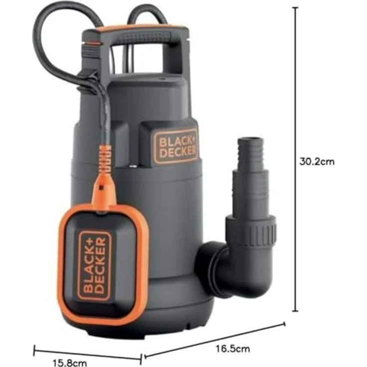 Black+Decker BXUP750PTE Tauchpumpe, 750 W, 13.000 l/h Fördermenge, max. 8 m Förderhöhe, mit Schwimmerschalter und Überhitzungsschutz – Bild 9