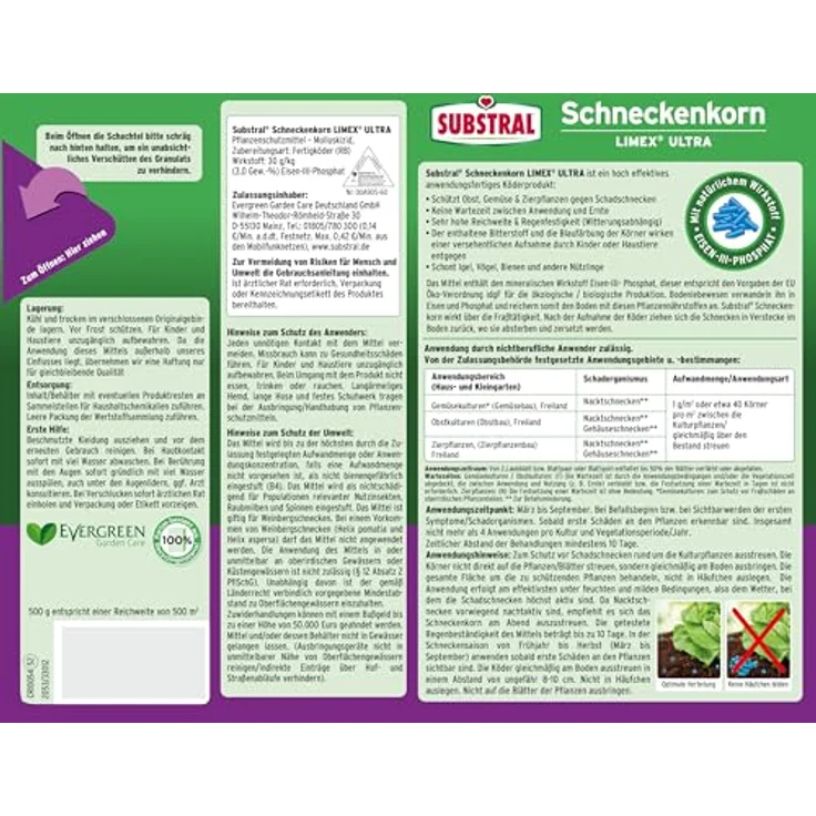 Substral Schneckenkorn LIMEX Ultra, 2x500g Vorteilspackung, hochwirksamer Schutz gegen Schnecken für Obst, Gemüse & Zierpflanzen, blaufärbig – Bild 2