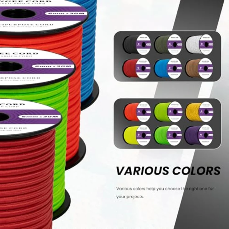 Abma Cord Gummiseil Expanderseil 6mm x 10m, UV-beständiges Spannseil für Plane und Zelte, weiß & schwarz – Bild 5
