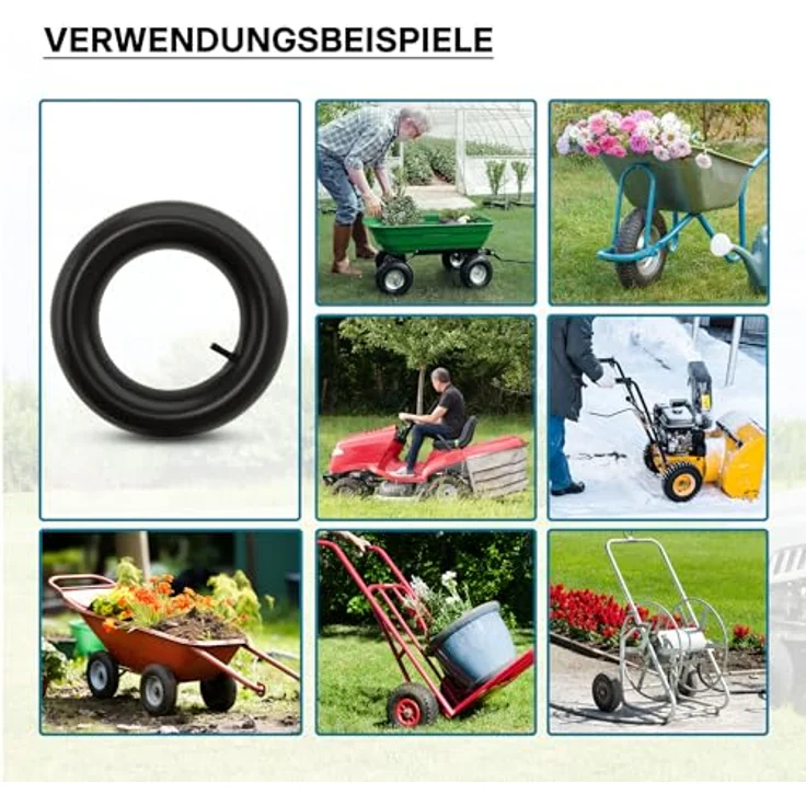 Wiltec - Schlauch für Rasenmäherreifen 16 x 6.50 - 8 mit geradem Ventil zur Selbstmontage – Bild 7