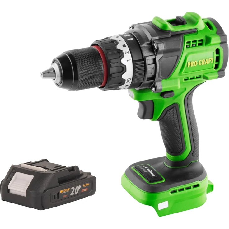 Procraft PA18ProBL-BB Akku Schlagbohrschrauber 20 V, 180 Nm Drehmoment, Brushless mit 1x 2,0 Ah Akku - ohne Ladegerät