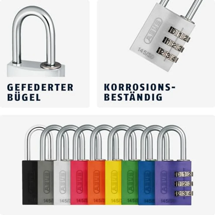 ABUS Aluminium-Zahlenschloss 145-30, titanium, 46622 – Bild 3