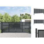 vidaXL Gartentor Anthrazit 400x200 cm Stahl Abschließbar Zauntor mit Schloss