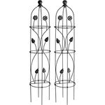 VERDOBA Obelisk Rankhilfe Metall - 2er-Set Rankenhilfe für Pflanzen - freistehende Rankhilfe Gitter Metall in schwarz für Kletterpflanzen im Garten