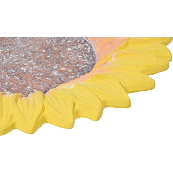 dobar® 12980e Insektentränke Fiore - Großes Insektenbad aus Zement - Vogelbecken für Wildvögel - Wassertränke Sonneblume für Garten/Terrasse/Balkon - 30,5 x 30,5 x 4 cm - Gelb – Bild 4