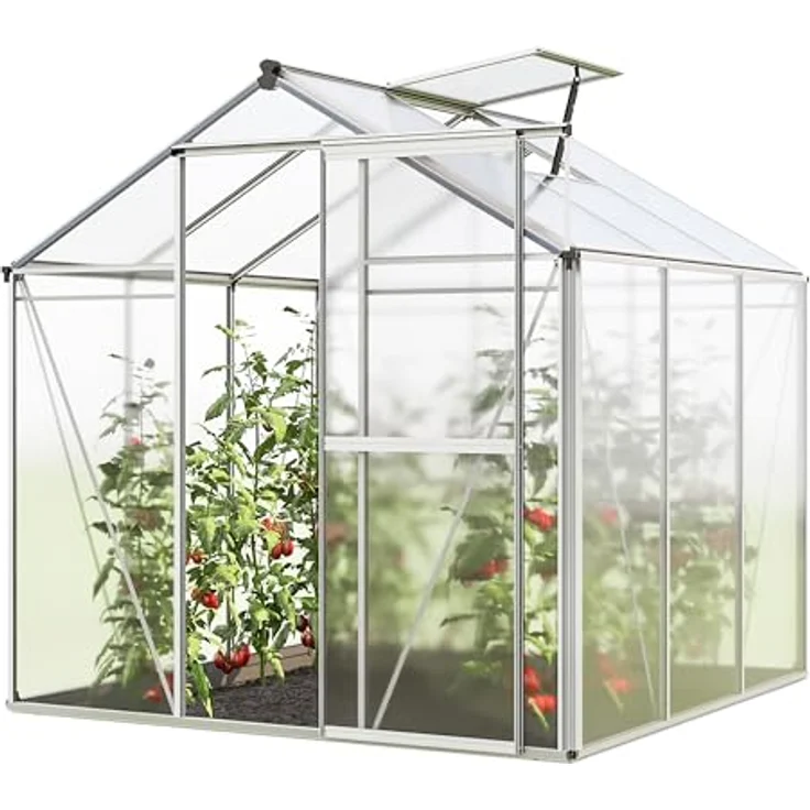 GFP Gewächshaus Jasmin 3 Alu-Rahmen 192 x 192 cm Polycarbonat Platten, stabiles Treibhaus mit Aluminiumkonstruktion, lichtdurchlässige Stegplatten – Bild 1