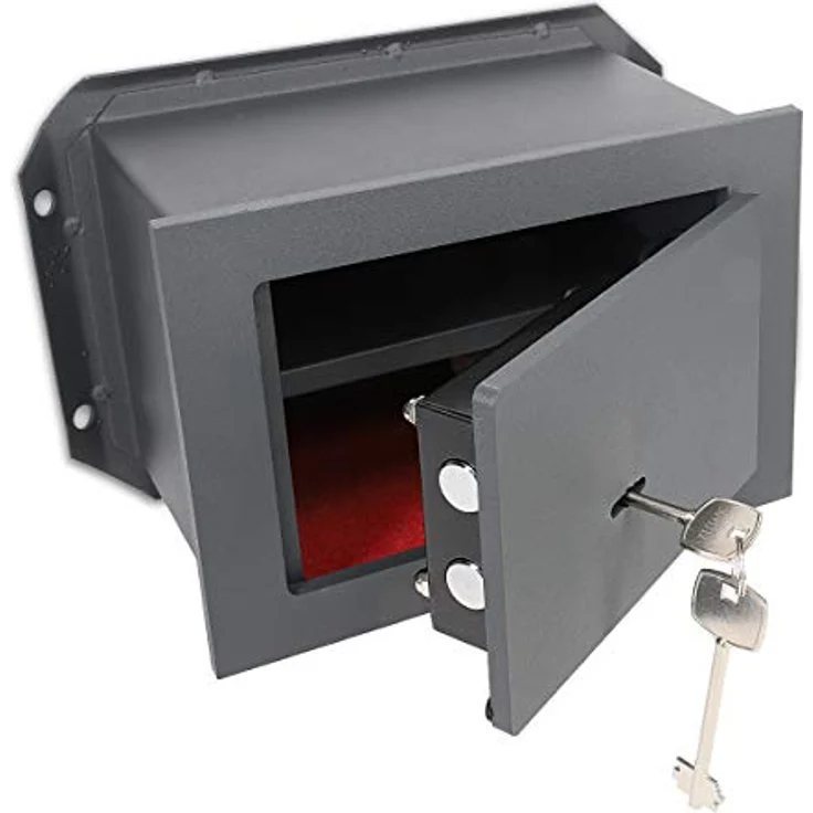 Navaris Wandtresor aus Stahl mit Schlüsselschloss - Wand Safe Tresor inkl. 2 Schlüssel - Wandeinbau - 30 x 21 x 16,5 cm - Mauertresor Stahltresor – Bild 1