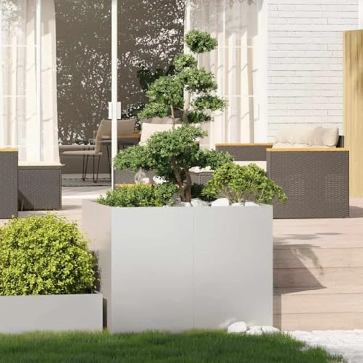 vidaXL Pflanzkübel 100x100x80 cm Edelstahl, großes Hochbeet mit viel Platz, korrosions- und rostbeständig – Bild 4