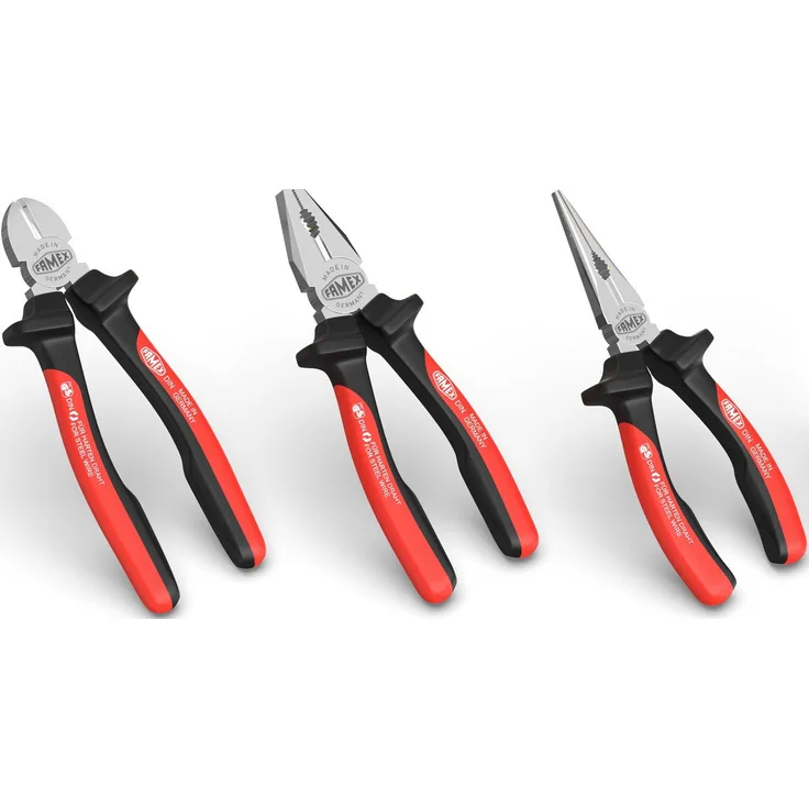 FAMEX Zangenset 3956-3 PROFESSIONAL, 3-tlg., Made in Germany, Zangen Satz - geschmiedet, poliert, über Nickel verchromt