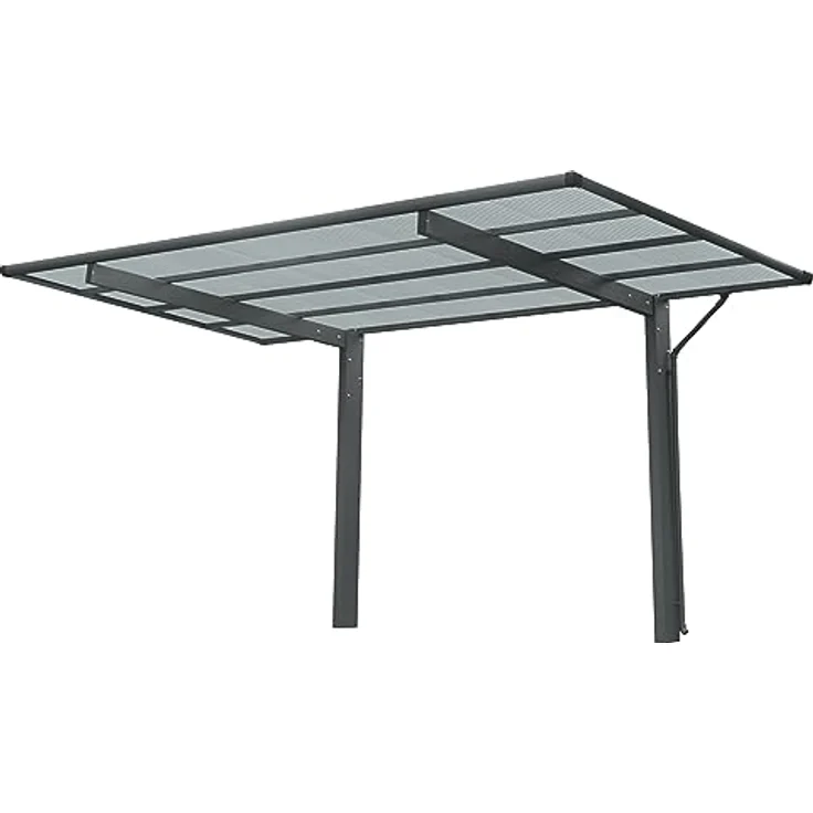 XIMAX Wing Carport Anthrazit, freistehendes Aluminium-Carport mit wellenförmigem Dach, 531 x 275 x 283 cm, Komplettbausatz – Bild 3