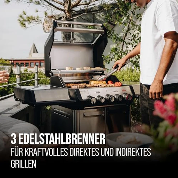Enders Gasgrill Monroe Pro 3 SIKR Turbo, Edelstahl mit Heat Range, Turbo Zone und Sichtfenster, inkl. leistungsstarkem Seitenkocher – Bild 5