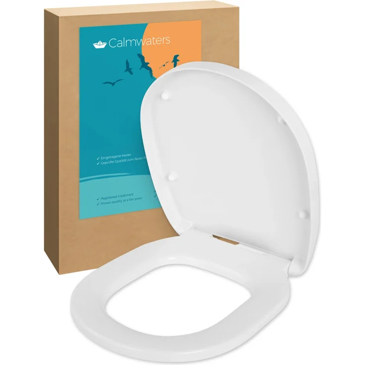 Calmwaters WC-Sitz für Ideal Standard Connect, Duroplast mit Absenkautomatik, abnehmbar, weiße O-Form, bis 250 kg belastbar, Made in EU, Modell 26LP6261 – Bild 1