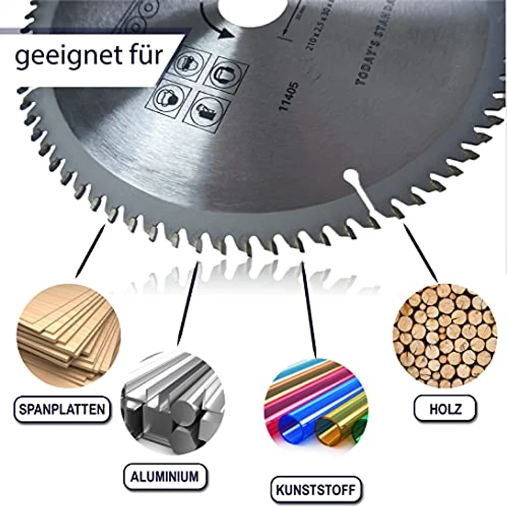 Profi Kreissägeblatt 210 x 30mm für HM NE Metall 80 Z 3 Reduzierringe Sägeblatt extra viele Zähne Alu Kunststoff Eisen (1, Kreissägeblatt) – Bild 5
