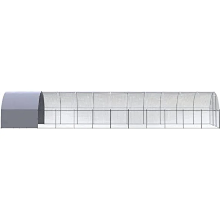 vidaXL Hühnerstall, Outdoor-Hühnerstall 3x12x2 m, verzinkter Stahl mit wasserfester Überdachung, Silber/Silbergrau – Bild 4