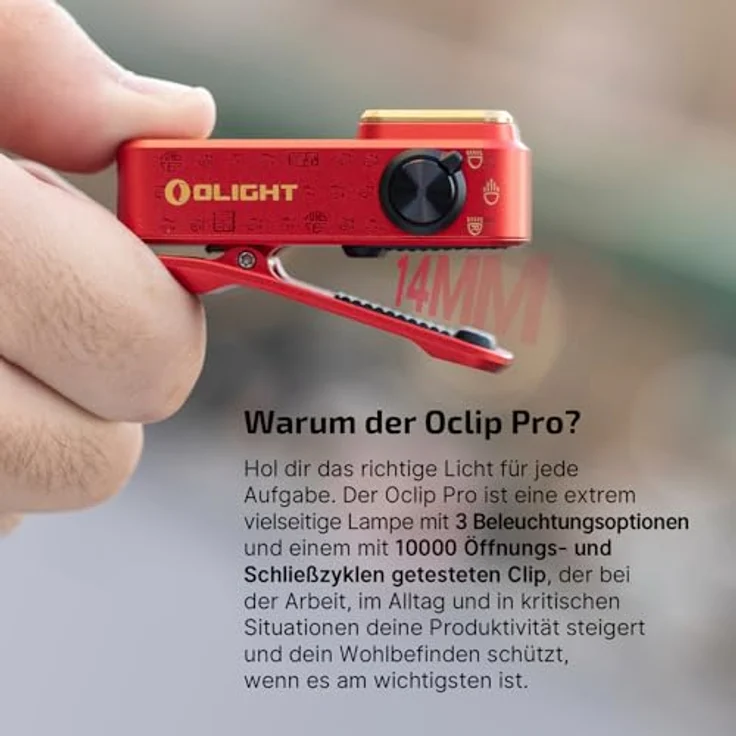 OLIGHT Oclip Pro Mini LED Taschenlampe, 500LM mit Flutlicht, fokussiertem Licht und Rotlicht, USB-C wiederaufladbar, IPX6, kompakt für Läufer und Camping (Fortune Snake) – Bild 3