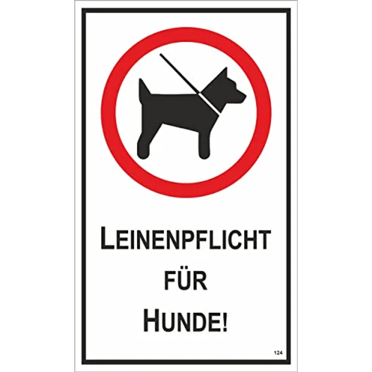 carstyling XXL Leinenpflicht für Hunde! 150 x 250 mm Warn- Hinweis- und Verbotsschild PST-Kunststoff, weiß/rot/schwarz