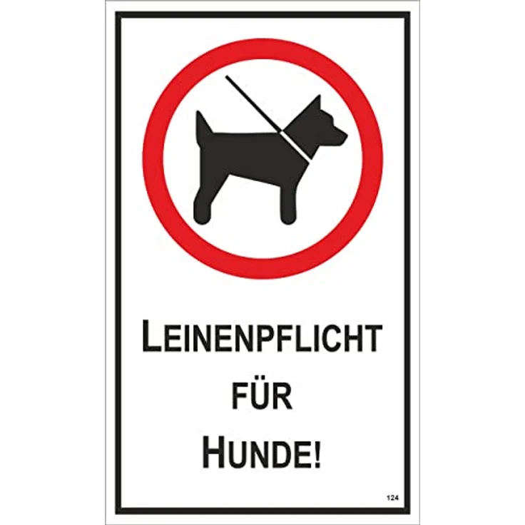 carstyling XXL Leinenpflicht für Hunde! 150 x 250 mm Warn- Hinweis- und Verbotsschild PST-Kunststoff, weiß/rot/schwarz – Bild 1