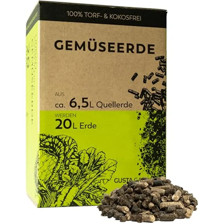 GUSTA GARDEN Urban Gardening Gemüseerde und Tomatenerde, 20L mit Langzeitdünger, torffrei & kokusfrei, plastikfreie Verpackung, Made in Austria