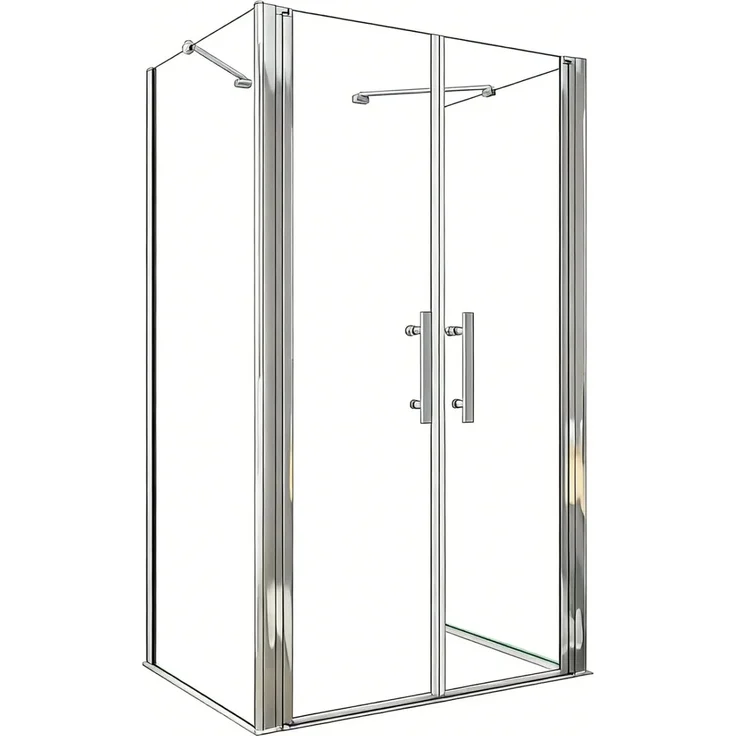 AICA U-Duschkabine Doppeltür 80x195cm, Drehtür Duschtür aus 6mm Nano Glas mit 80x80x195cm Seitenwand und 2x Stabilisatoren, Chrom glänzend