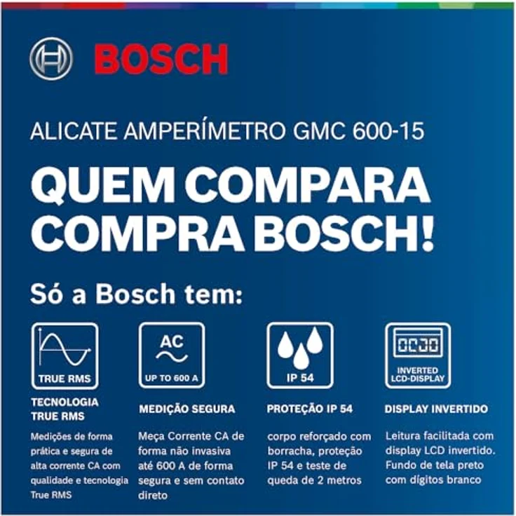 Bosch Professional GMC 600-15, Digital-Stromzangen-Multimeter bis 600 V, True RMS, Blau, Schwarz, IP54, einhandbedienbar – Bild 13