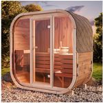 FinnTherm Fasssauna Ellipso M, 42mm, Thermoholz, Außergewöhnliches Design, B 196 x T 119 x H 203 cm