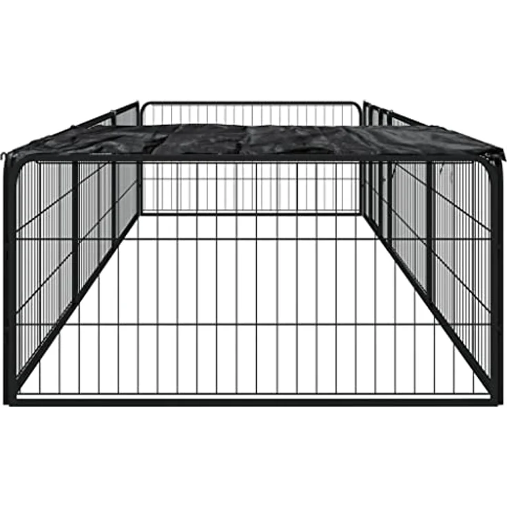 vidaXL Hunde Laufstall 8-TLG. 100x50cm Stahl Pulverbeschichtet Welpenauslauf – Bild 3