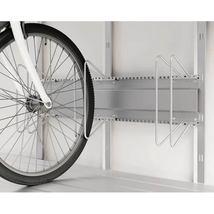 Hörmann Ecostar Fahrradhalter waagerecht für Euroline Gerätehäuser, silber, 96 x 21 cm, für bis zu 3 Fahrräder