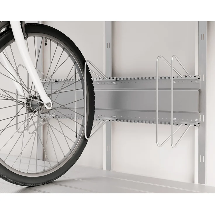 Hörmann Ecostar Fahrradhalter waagerecht für Euroline Gerätehäuser, silber, 96 x 21 cm, für bis zu 3 Fahrräder