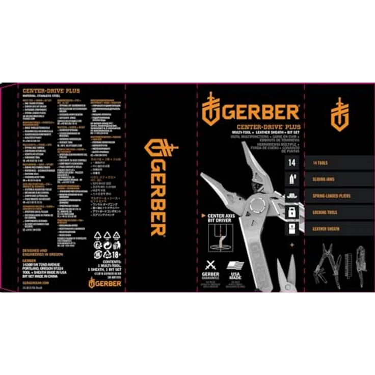 Gerber Multifunktionswerkzeug mit Leder-Scheide und Bit-Set, Center-Drive Plus, 30-001599 – Bild 6