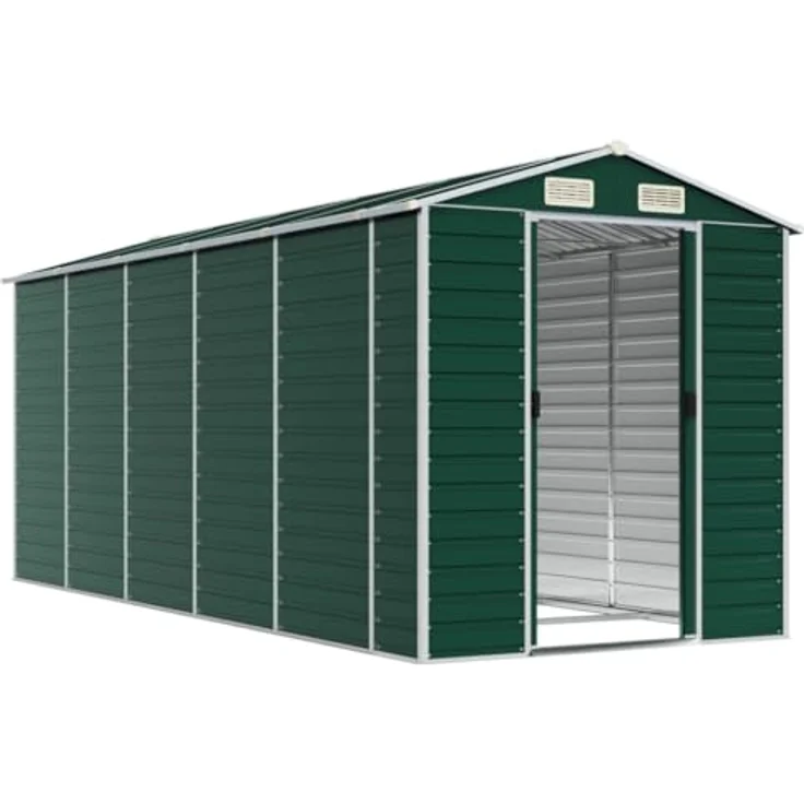 vidaXL Gerätehaus Grün 191x470x198 cm Verzinkter Stahl – Bild 3