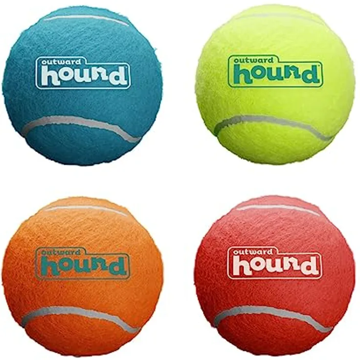 Outward Hound Squeaker Ballz - Hundespielzeug zum Apportieren - Größe M - 4er-Pack