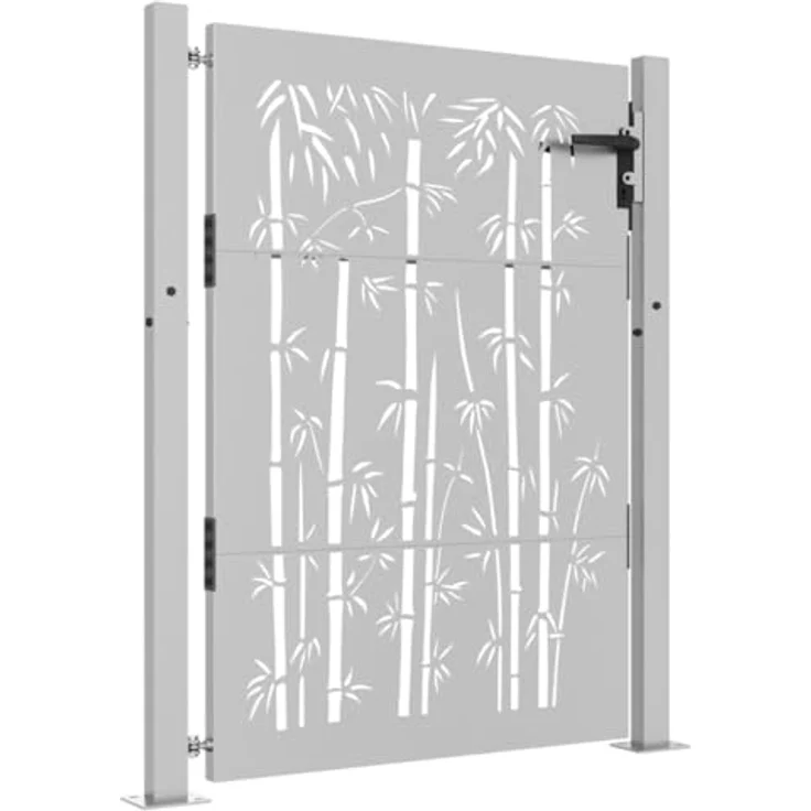 vidaXL Gartentor Gartentor 105x155 cm Cortenstahl Bambus-Design Abschließbar Zauntor, Rostig – Bild 3