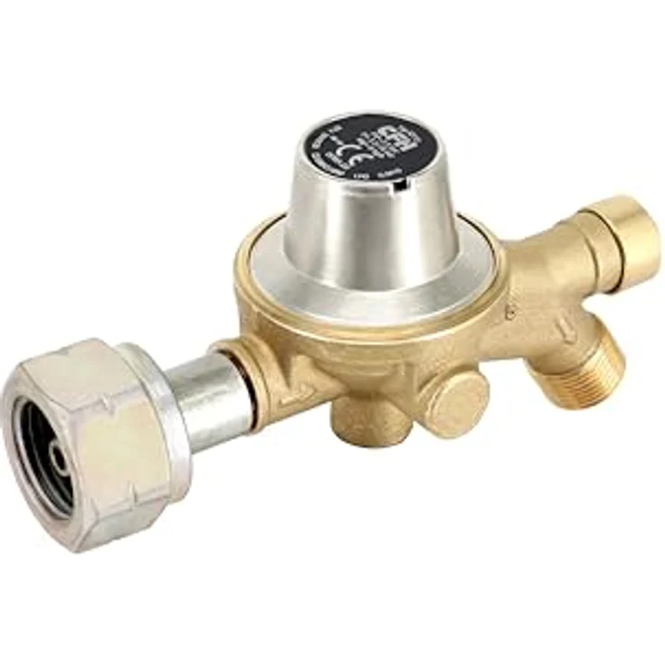 CFH Propan Druckregler DR 112, Gasdruckregler 2,5 bar mit Schlauchbruchsicherung, Eingang G.5 und Ausgang H.6 3/8", Durchfluss 6 kg/h, DVGW zertifiziert – Bild 1